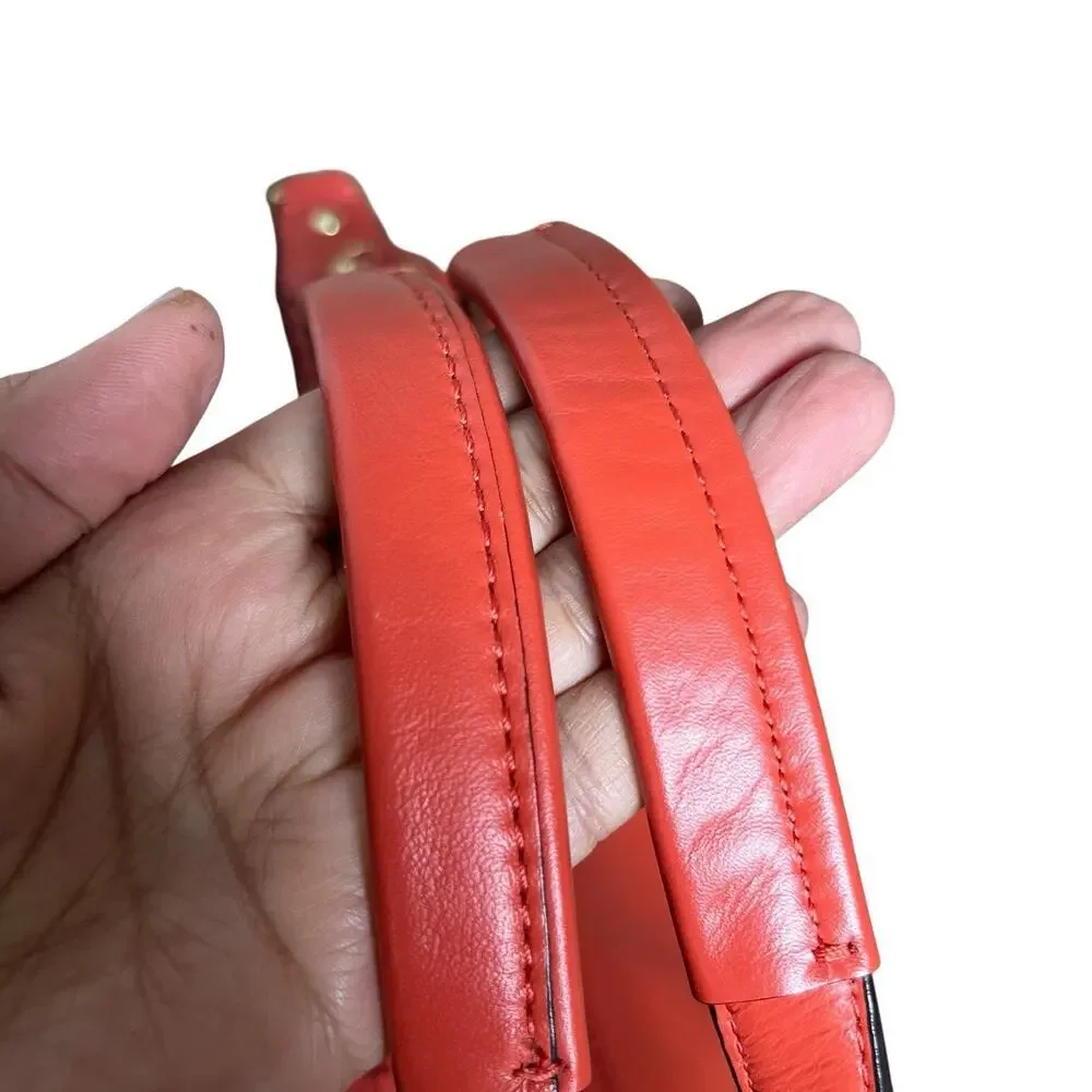 Coach Kristin Orange Woven Leather Double Handles Satchel Shoulder Bag
